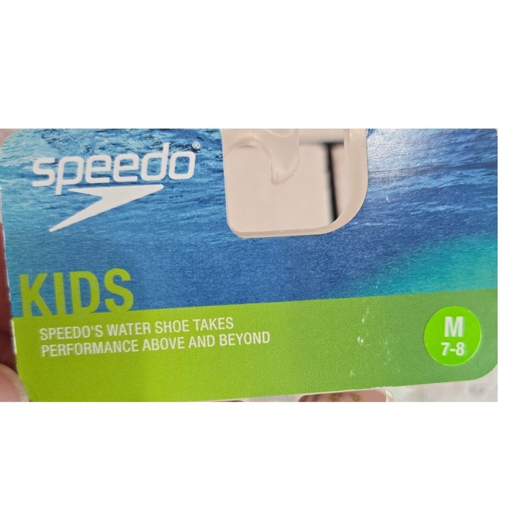 Speedo Kids Water Shoes Pink Turquoise Flamingo Print Hook Loop NEW Girls M 7-8 - Picture 2 of 4